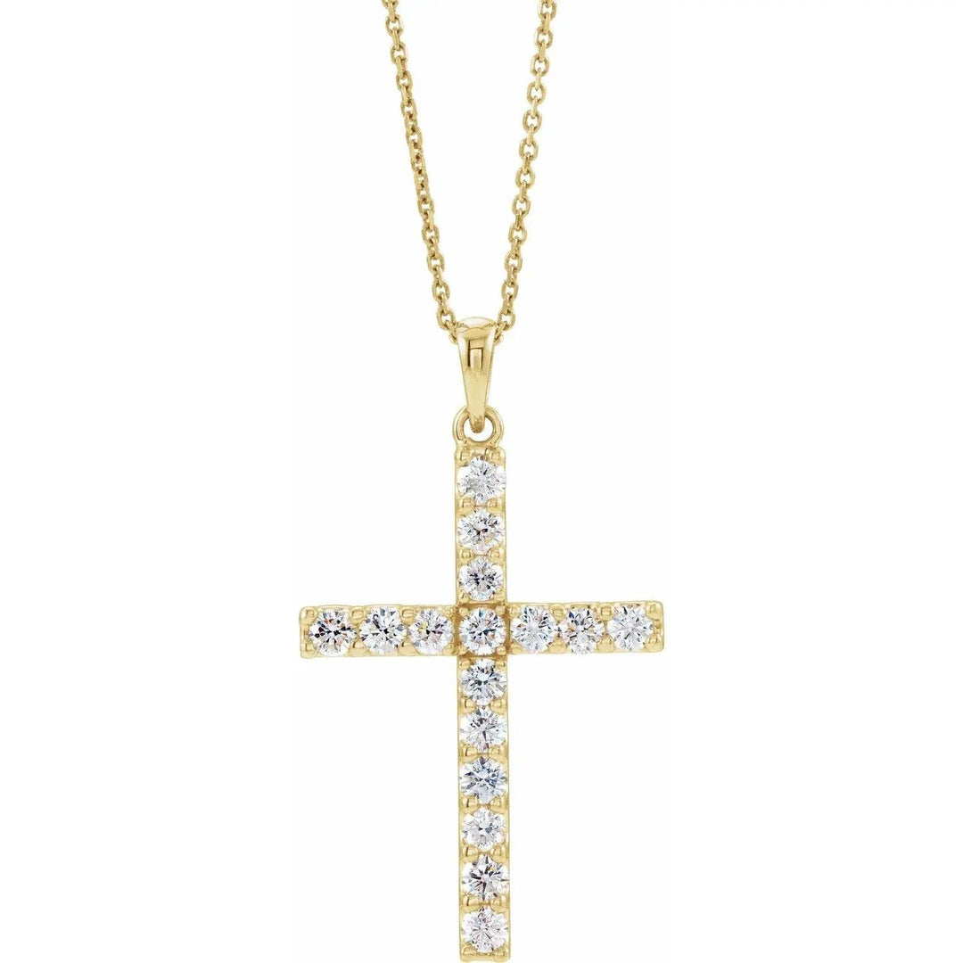 Classic 1/10ct Natural Diamonds Cross in 14k Gold 18 inches Jimmy Leon Fine Jewelry