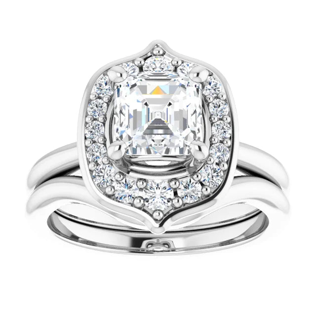 Blooming Pinpoint Flower Engagement Ring Asscher Diamond Jimmy Leon Fine Jewelry