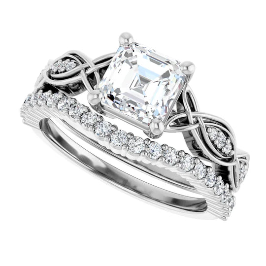 Eternal Love Infinity Asscher Diamond Engagement Ring 1ct+