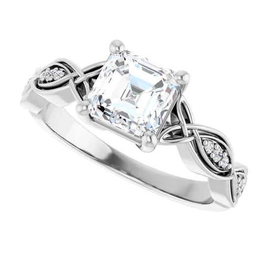 Eternal Love Infinity Asscher Diamond Engagement Ring 1ct+