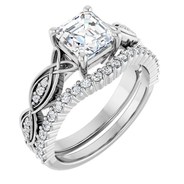 Eternal Love Infinity Asscher Diamond Engagement Ring 1ct+