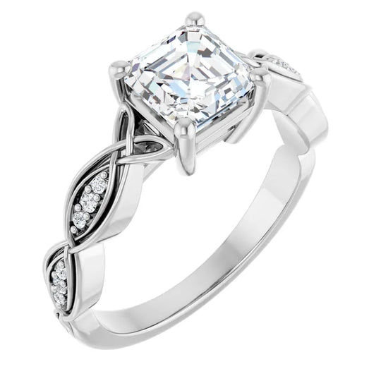 Eternal Love Infinity Asscher Diamond Engagement Ring 1ct+