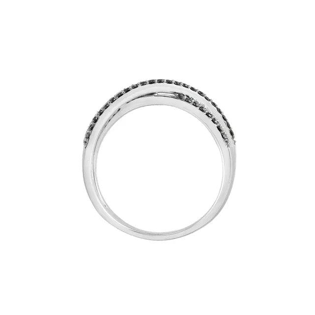 Black and White X Diamond ring in 14k White Gold - Jimmy Leon Fine Jewelry