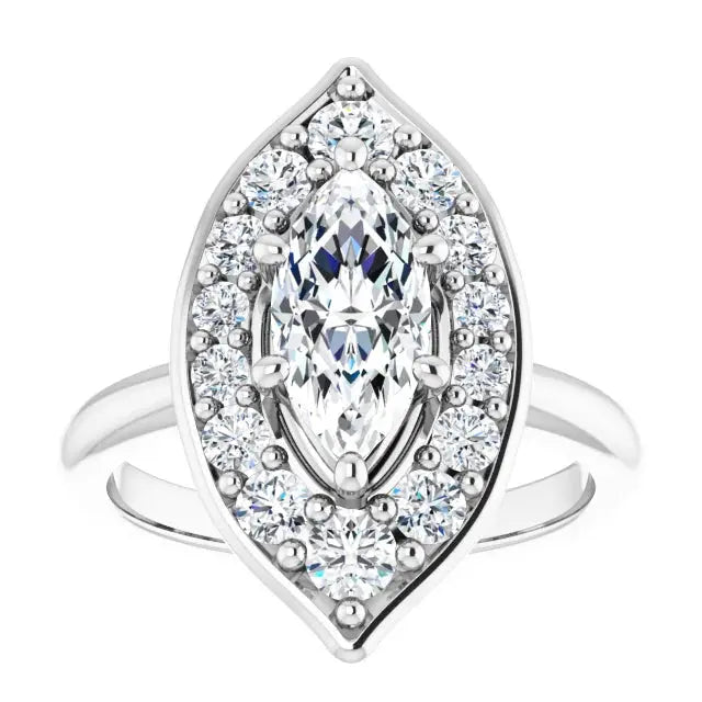 Blooming Pinpoint Flower Engagement Ring Marquise Diamond Jimmy Leon Fine Jewelry