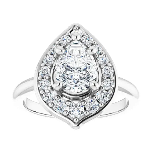 Blooming Pinpoint Flower Engagement Ring Pear Diamond Jimmy Leon Fine Jewelry