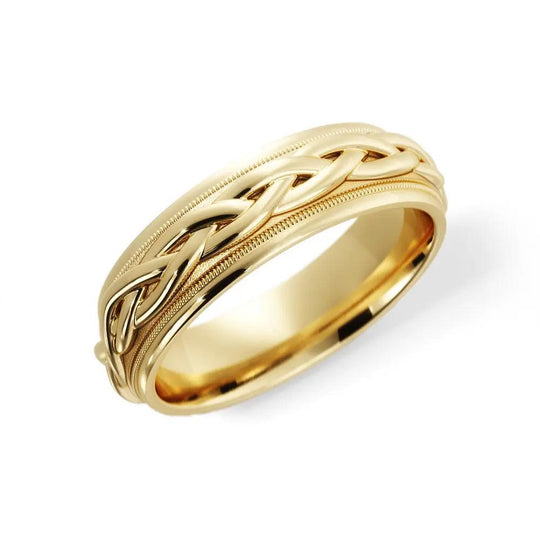 Braided Wedding Ring for Men in 14k Yellow Gold in 6mm Jimmy Leon Fine Jewelry
