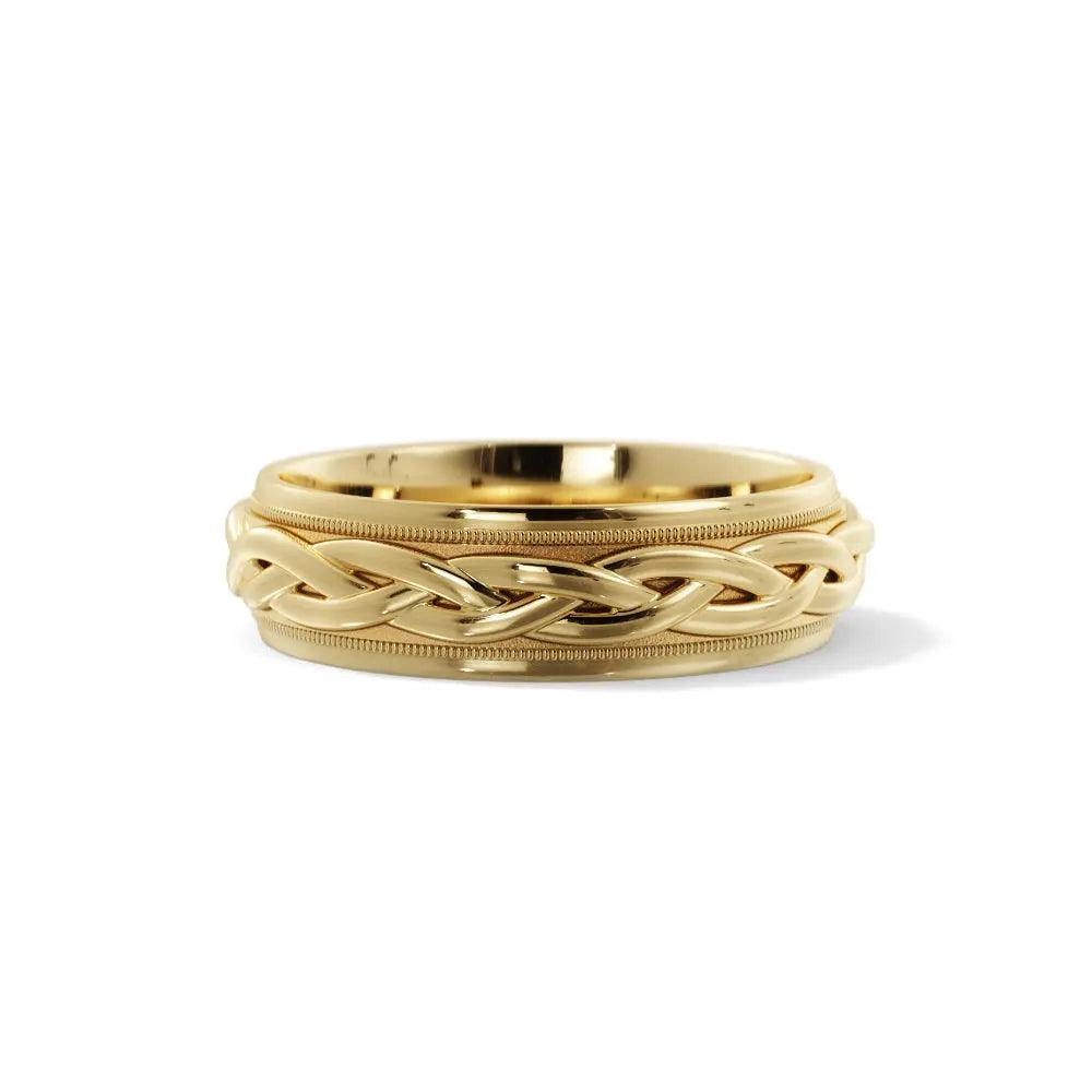 Braided Wedding Ring for Men in 14k Yellow Gold in 6mm Jimmy Leon Fine Jewelry