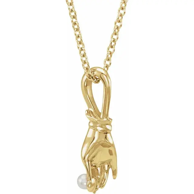 Buddha Hand Pearl Necklace 14K Gold | Jimmy Leon Fine Jewelry Jimmy Leon Fine Jewelry