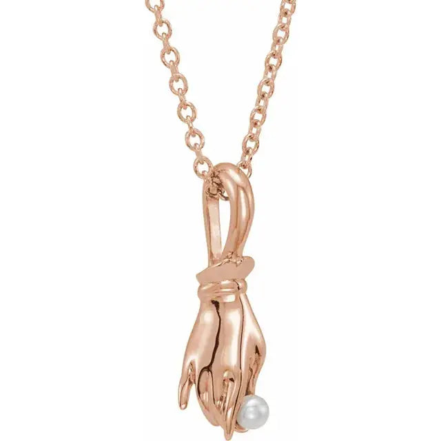 Buddha Hand Pearl Necklace 14K Gold | Jimmy Leon Fine Jewelry Jimmy Leon Fine Jewelry