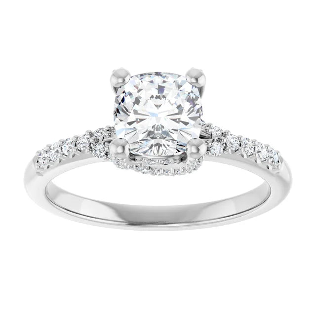 Modern Halo Cushion Diamond Engagement Ring 1ct+ Jimmy Leon Fine Jewelry