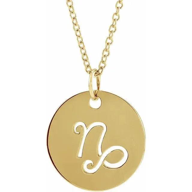 Capricorn Zodiac Disc Necklace in 14k Gold Jimmy Leon Fine Jewelry