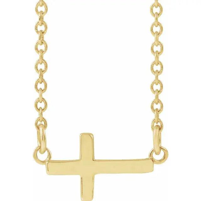 Classic Mini Sideways Cross in 14k Gold Jimmy Leon Fine Jewelry