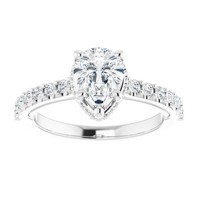 Classic Halo Pear Diamond Ring Jimmy Leon Fine Jewelry