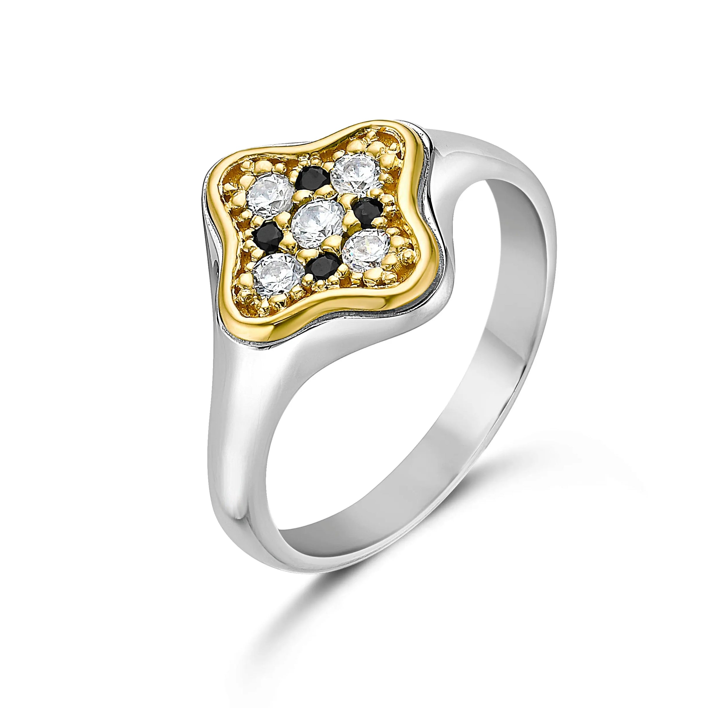 Clover Signet Ring with Diamonds Jimmy Leon Fine Jewelry
