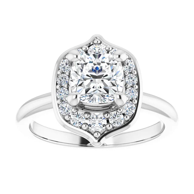 Blooming Pinpoint Flower Engagement Ring Cushion Diamond Jimmy Leon Fine Jewelry