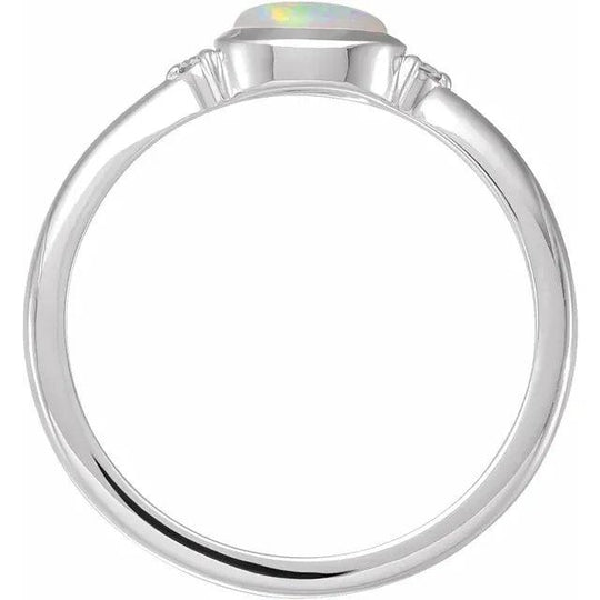 Natural White Ethiopian Opal Ladies Ring in Silver - Jimmy Leon Fine Jewelry