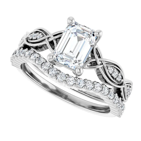 Eternal Love Infinity Emerald Diamond Engagement Ring 1ct+