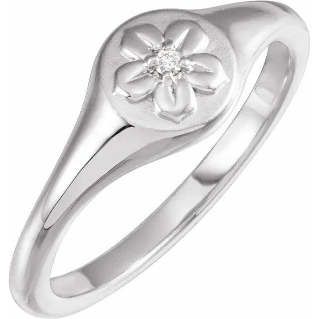 Floral Signet Ring in Silver - Jimmy Leon Fine Jewelry