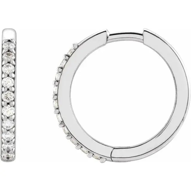 March's Diamond Hoop Earrings 15mm in 14k Solid gold Jimmy Leon Fine Jewelry