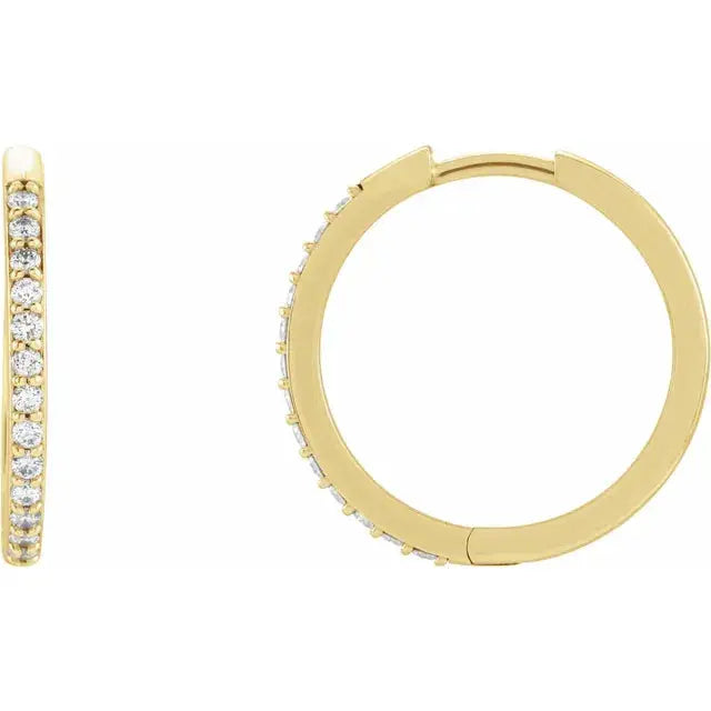March's Diamond Hoop Earrings 18mm in 14k Solid gold Jimmy Leon Fine Jewelry