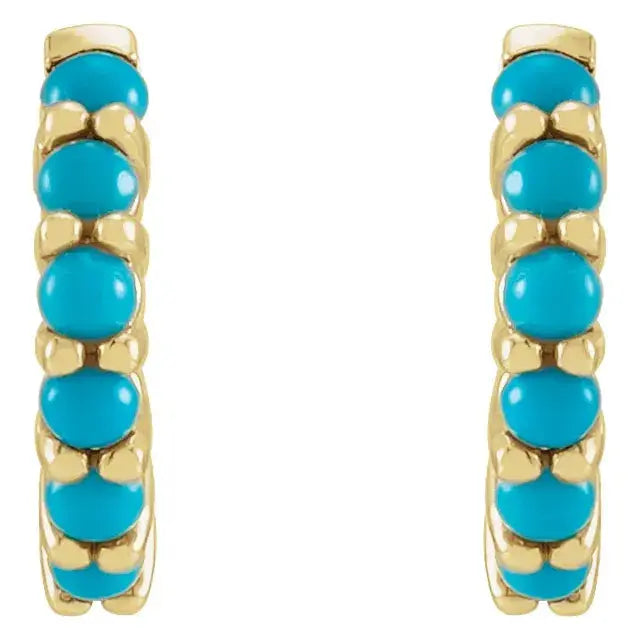 Natural Turquoise 12.2 mm Huggie Hoop Earrings Jimmy Leon Fine Jewelry