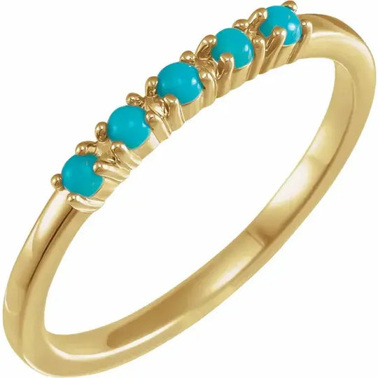 Natural Turquoise Cabochon Stackable Ring 14K Solid Gold Jimmy Leon Fine Jewelry