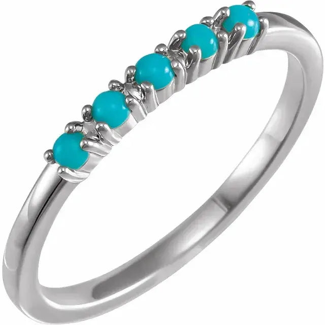Natural Turquoise Cabochon Stackable Ring 14K Solid Gold Jimmy Leon Fine Jewelry