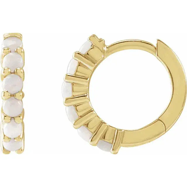 Natural White Opal Hoop Earrings 14K | Jimmy Leon Jimmy Leon Fine Jewelry