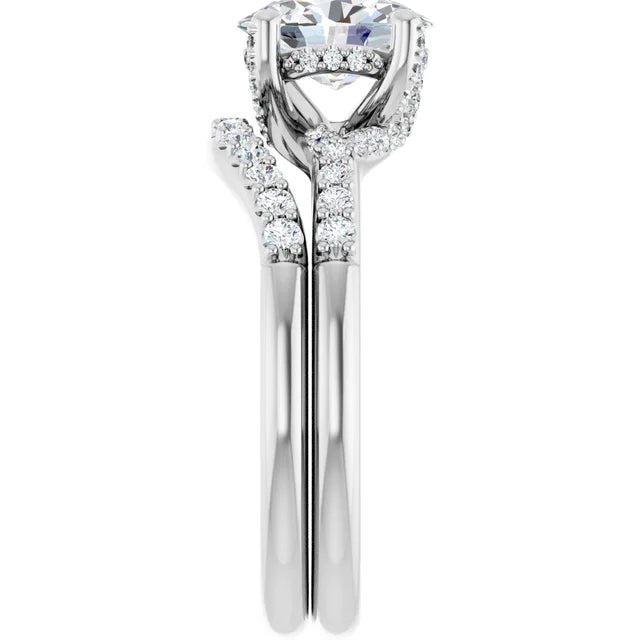 Modern Halo Oval Diamond Engagement Ring 1ct+