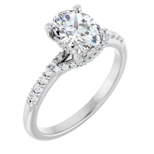 Modern Halo Oval Diamond Engagement Ring 1ct+