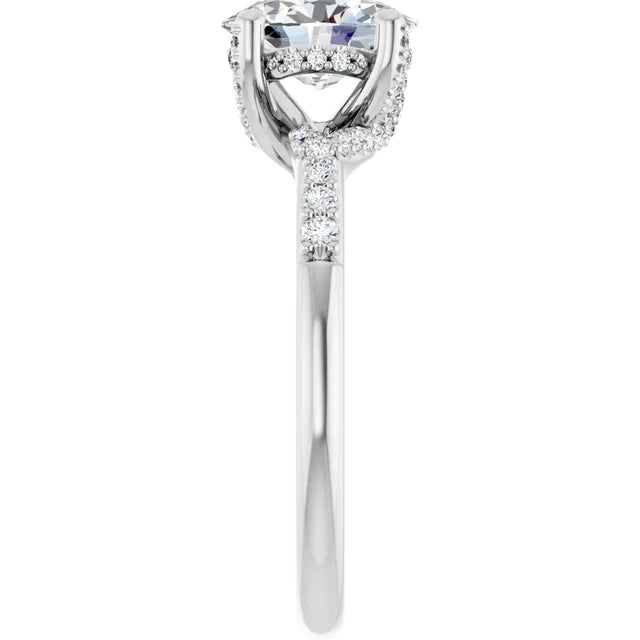 Modern Halo Oval Diamond Engagement Ring 1ct+