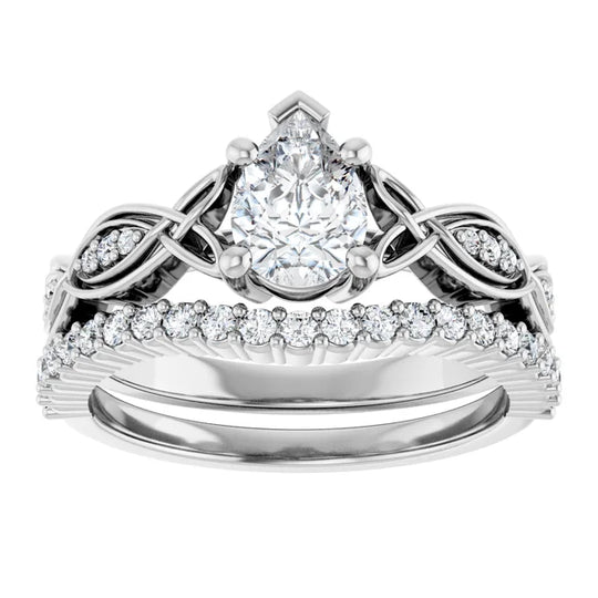 Eternal Love Infinity Pear Diamond Engagement Ring 1ct+