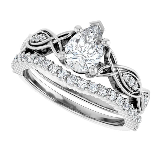 Eternal Love Infinity Pear Diamond Engagement Ring 1ct+