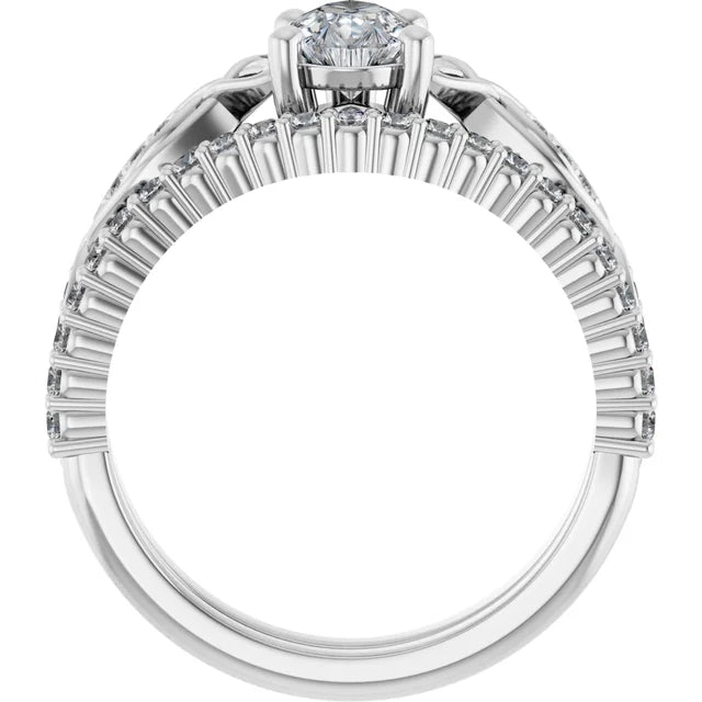 Eternal Love Infinity Pear Diamond Engagement Ring 1ct+