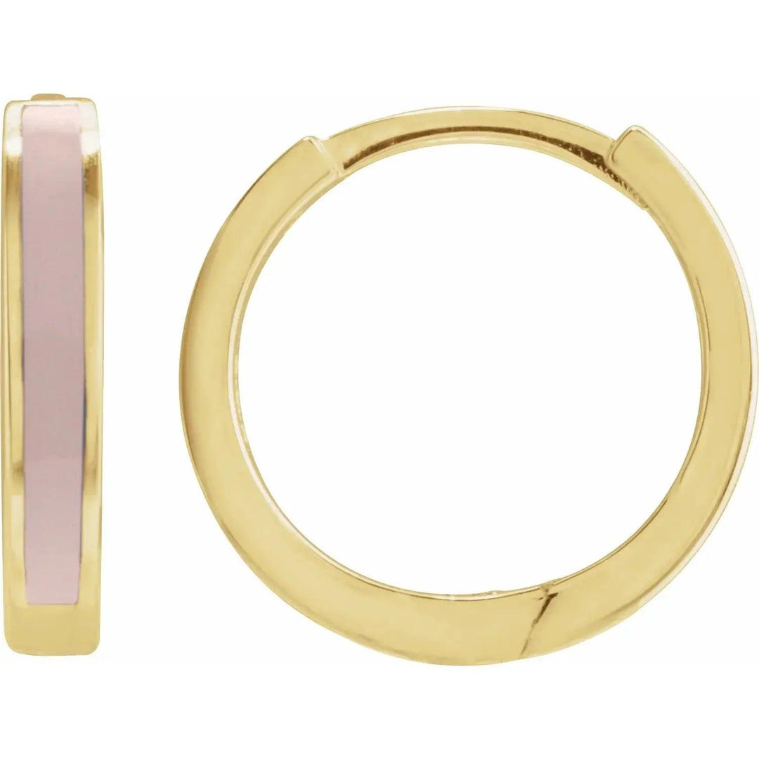 Pink Enameled Earrings in 14k Solid Gold Jimmy Leon Fine Jewelry