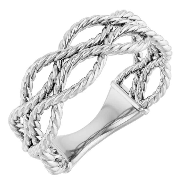 Rope Knot Ladies Ring in Silver - Jimmy Leon Fine Jewelry