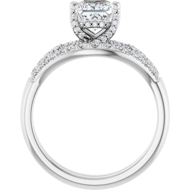 Modern Halo Square Diamond Engagement Ring 1ct+