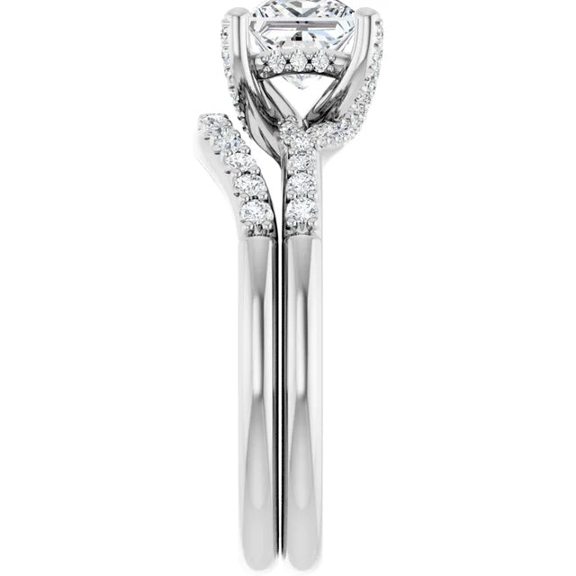 Modern Halo Square Diamond Engagement Ring 1ct+