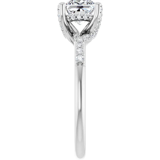 Modern Halo Square Diamond Engagement Ring 1ct+