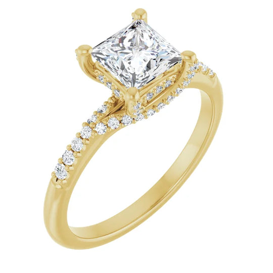 Modern Halo Square Diamond Engagement Ring 1ct+