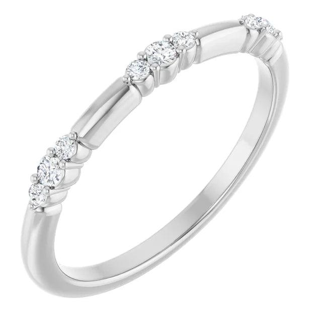 Stationed Diamond Stackable Ring in Silver - Jimmy Leon Fine Jewelry