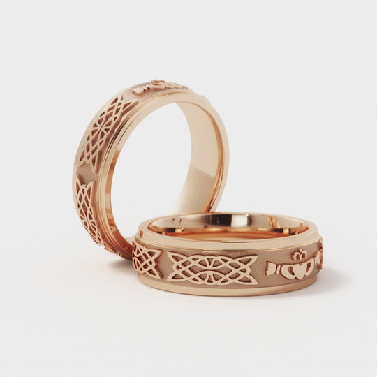 Claddagh Celtic Wedding Ring for Men in 14k Rose Gold in 6mm