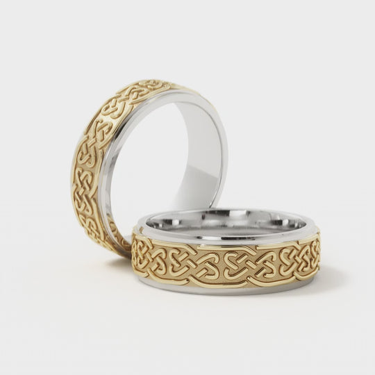 Love Celtic Wedding Ring for Men in 14k White/Yellow Gold in 6mm