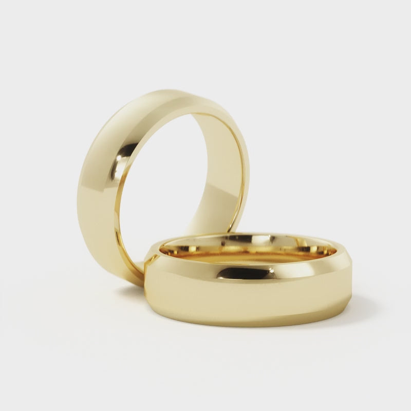 Bevel Edge Cut 6mm Plain polished Wedding Band in 14K Gold
