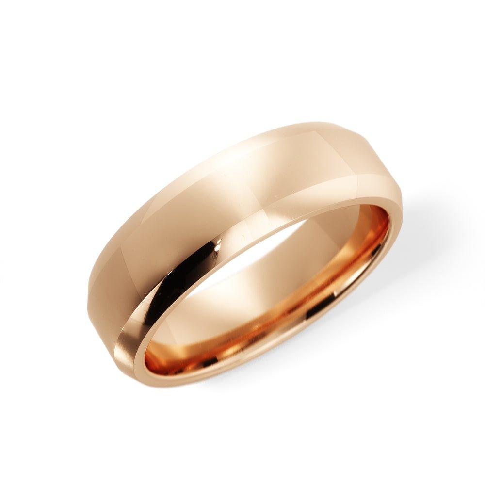 Bevel Edge Cut 5mm Plain polished Wedding Band in 14K Gold - Jimmy Leon Fine Jewelry