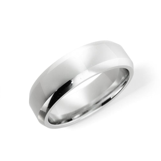 Bevel Edge Cut 6mm Plain polished Wedding Band in 10K Gold - Jimmy Leon Fine Jewelry