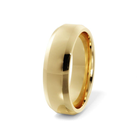 Bevel Edge Cut 6mm Plain polished Wedding Band in 10K Gold - Jimmy Leon Fine Jewelry