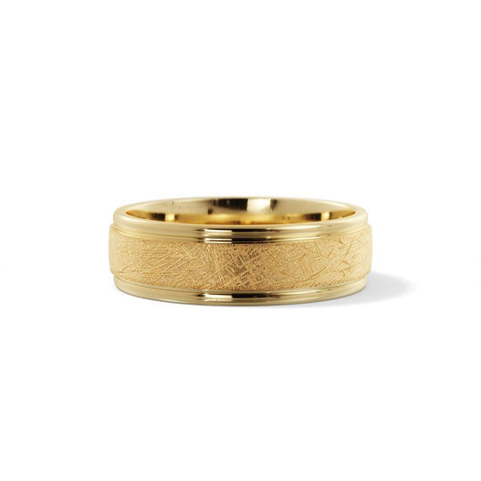 Cross Satin Finish With Bump Edge Cut Wedding Band 5mm in 10k Gold - Jimmy Leon Fine Jewelry