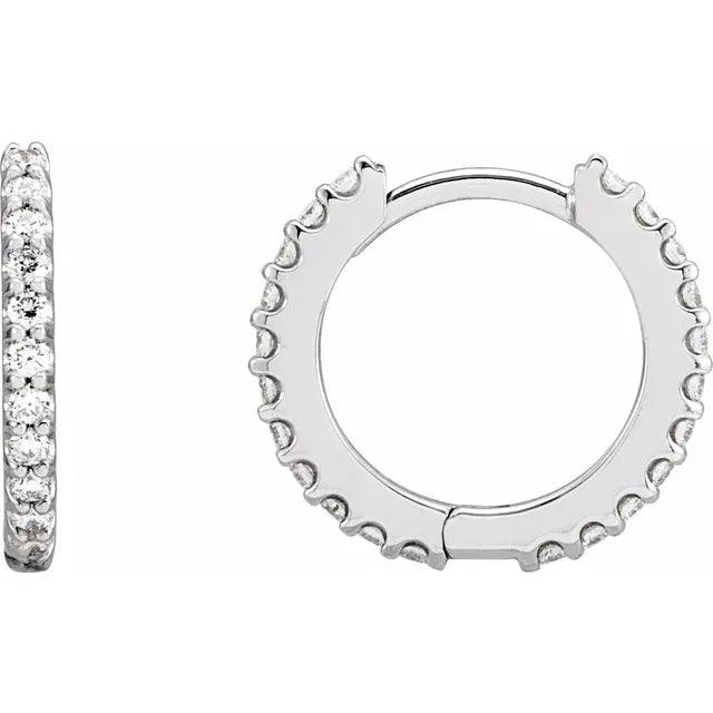 Diamond Hoop Earrings 14mm in Silver - Jimmy Leon Fine Jewelry