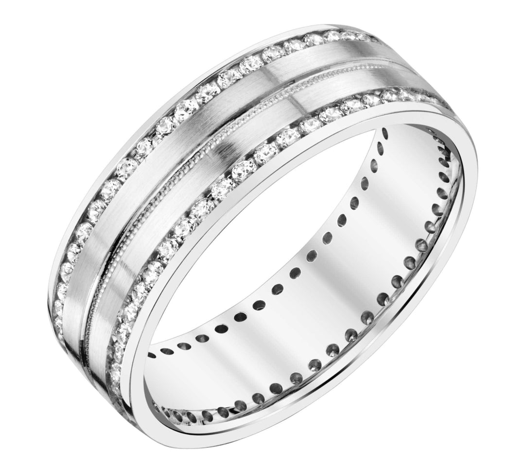 Eternal Brilliance in Platinum ~1 Carat Genuine Diamond Men's Wedding Band - Jimmy Leon Fine Jewelry